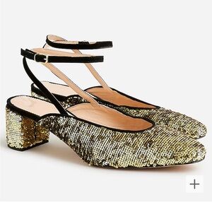 J. Crew Women’s Millie ankle-strap heels in Italian sequin fabric Size 6.5 $129